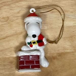 Vintage Snoopy Christmas Ornament by United Feature Syndicates Santa on Chimney